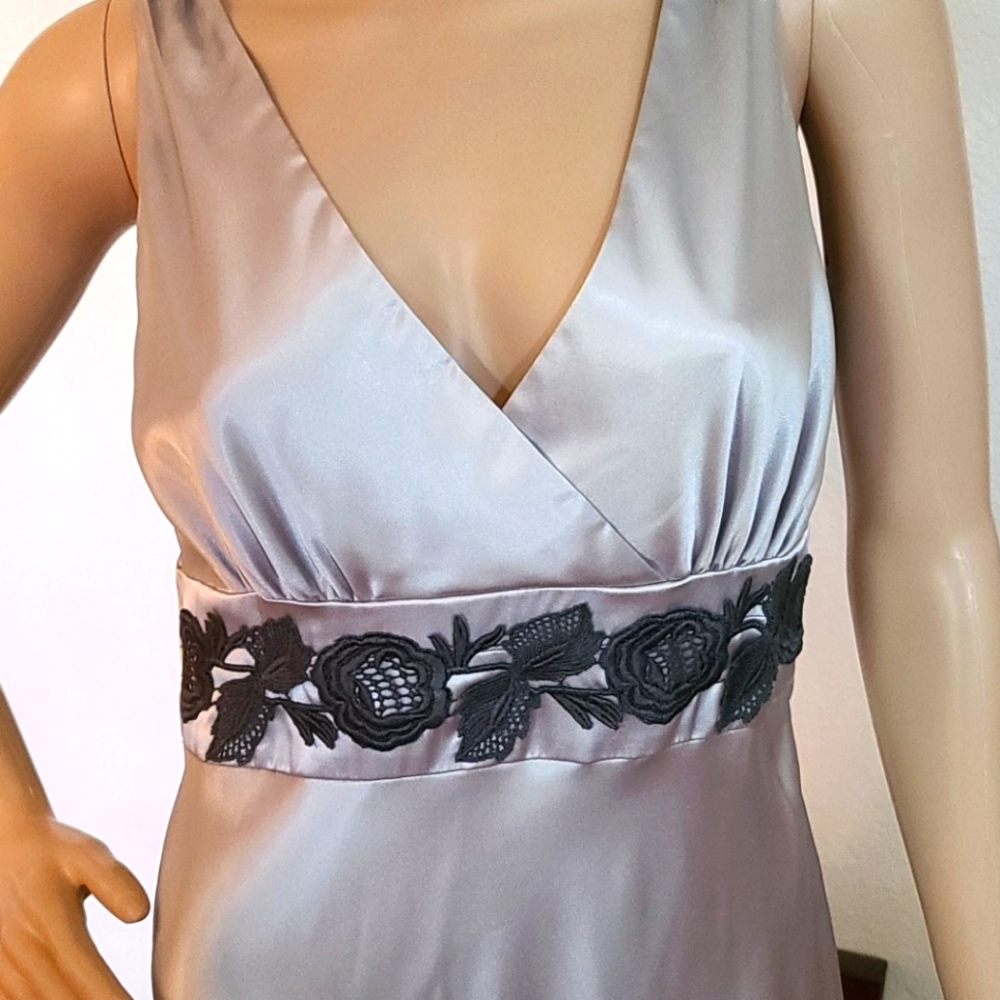 NWT Newport News - Silver & Gray Full Length Gown